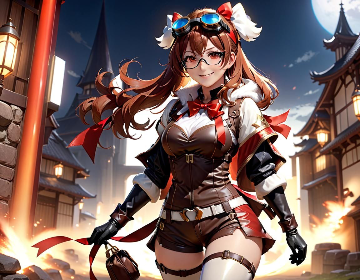 Amber from Genshin Impact in Overgrown Ruins