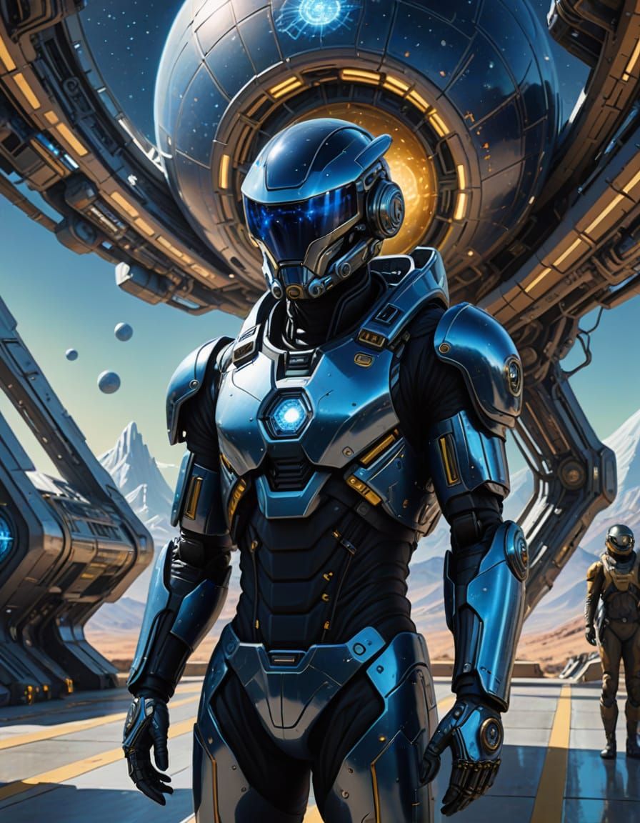 Human Pioneer on Gliese 667 Cc Immigration Base in Cyberpunk...