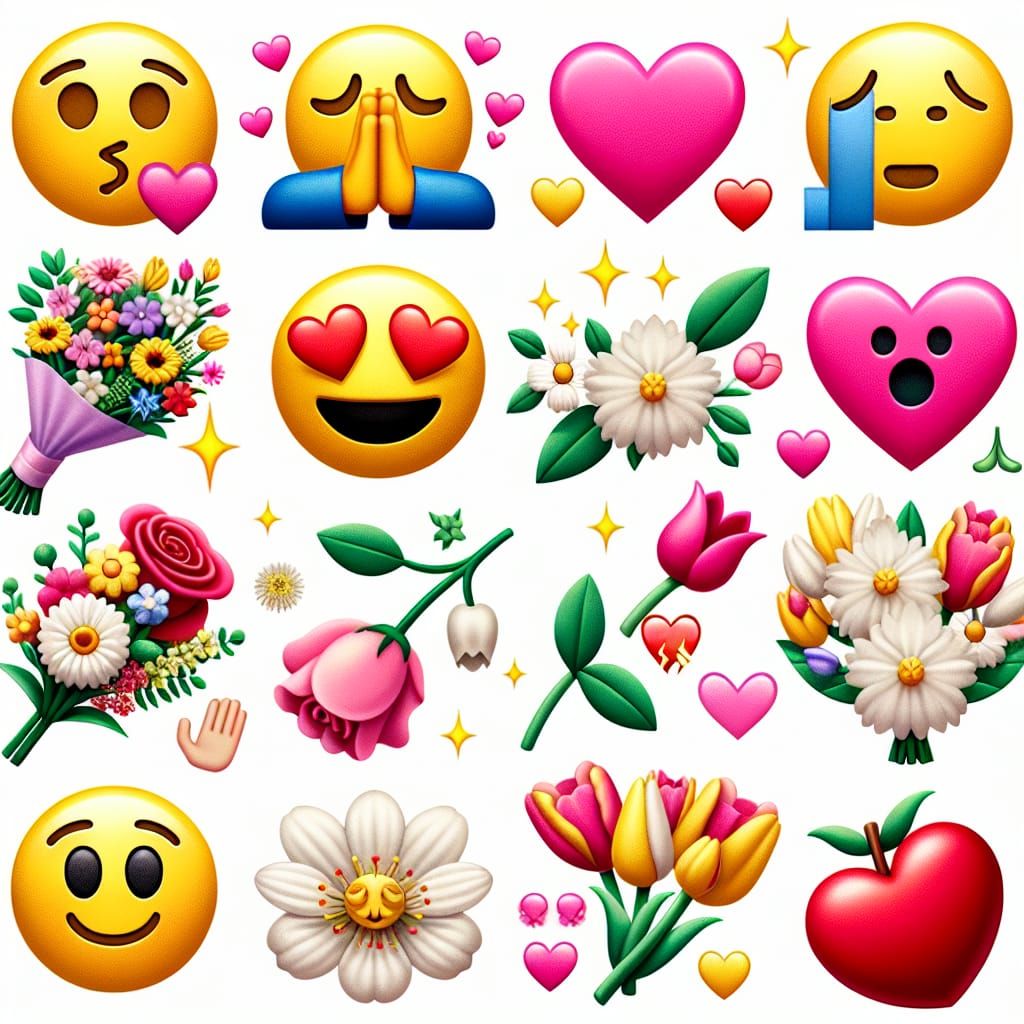 Emoji Parade: Hearts, Flowers, and Celebration