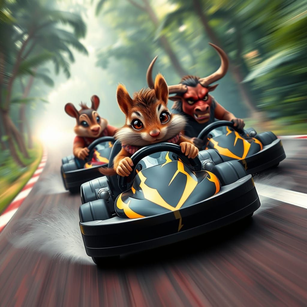 Chipmunk Races Minotaur in Jungle Bumpercar Chase