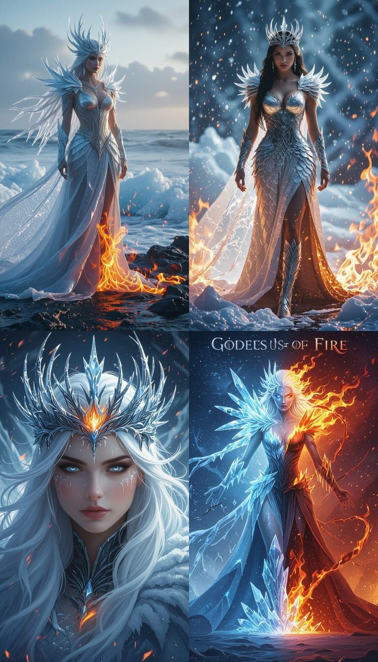 Goddess of Ice and Fire with Marine Animals