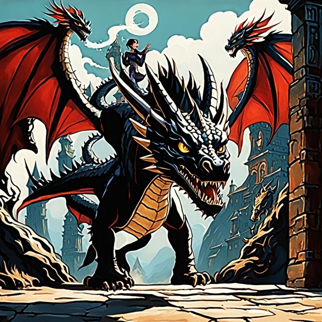 Dragon Rider with Cat-Eyed Dragon