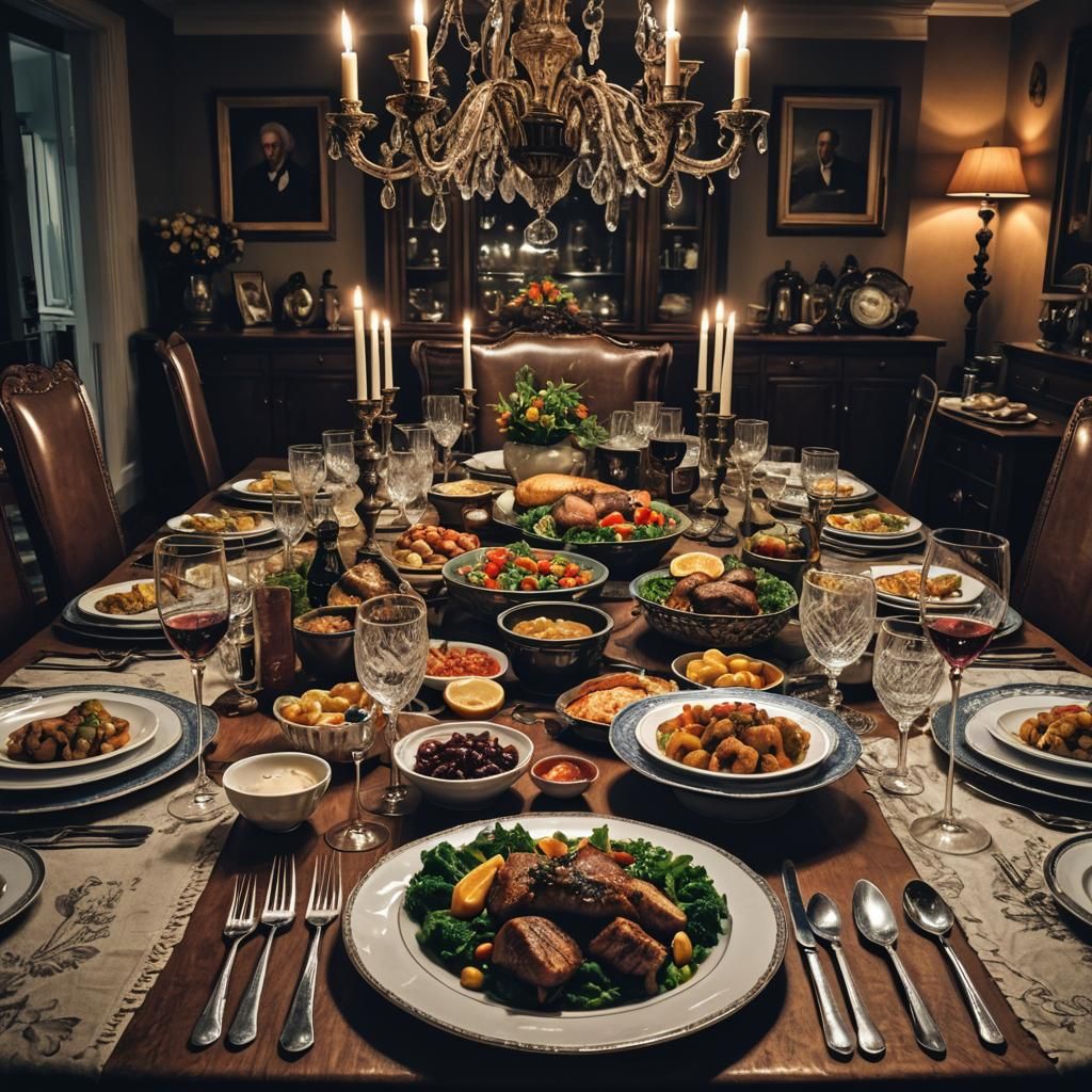 Hyperrealistic Last Dinner at Home in Cinematic Style