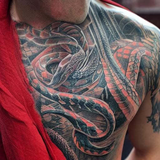 Detailed Snake Tattoo: Hyperrealistic Portrait