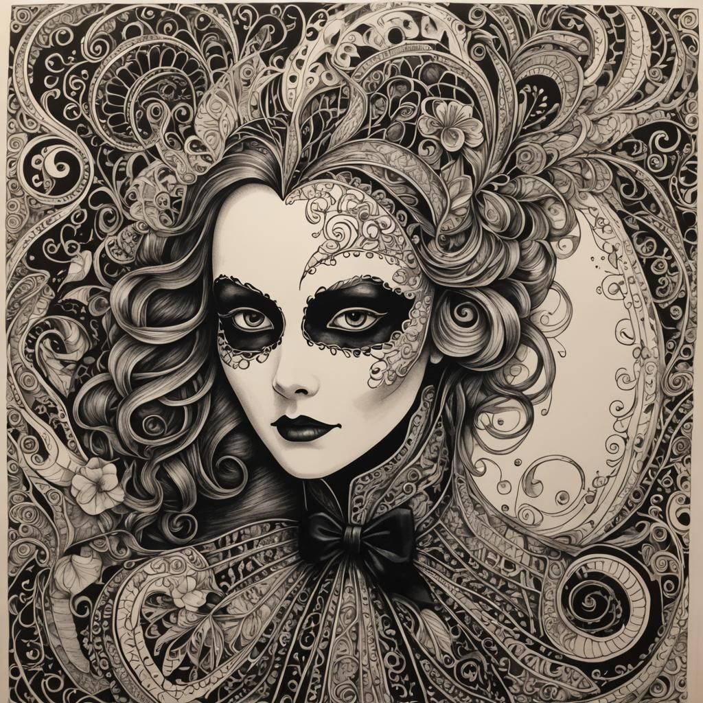 Phantom of the Opera in Zentangle Style