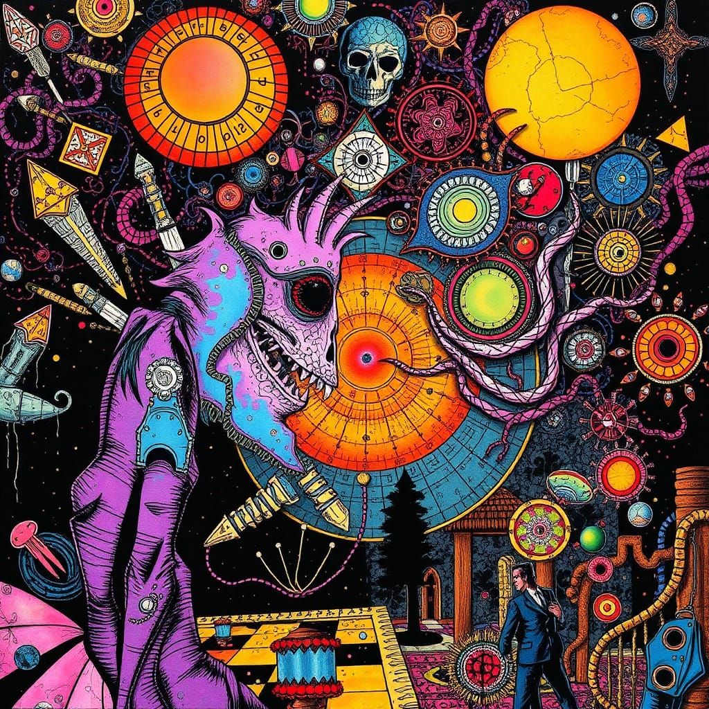 Modern European Street Art in Iridescent Retrofuturism