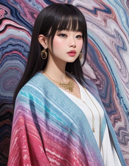 Intricate Marbled Texture with Swirling Colors