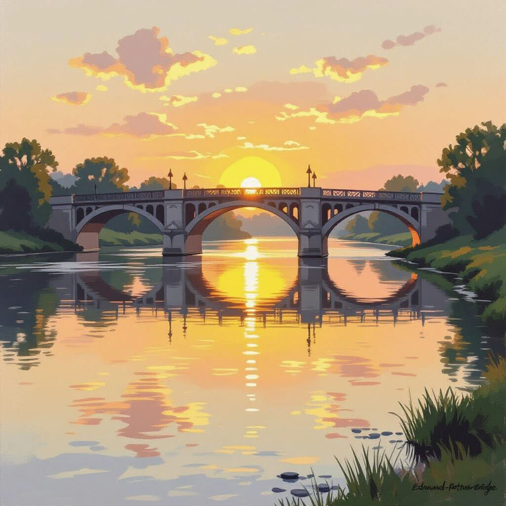 Edmund Pettus Bridge at Sunrise in Pastel Style