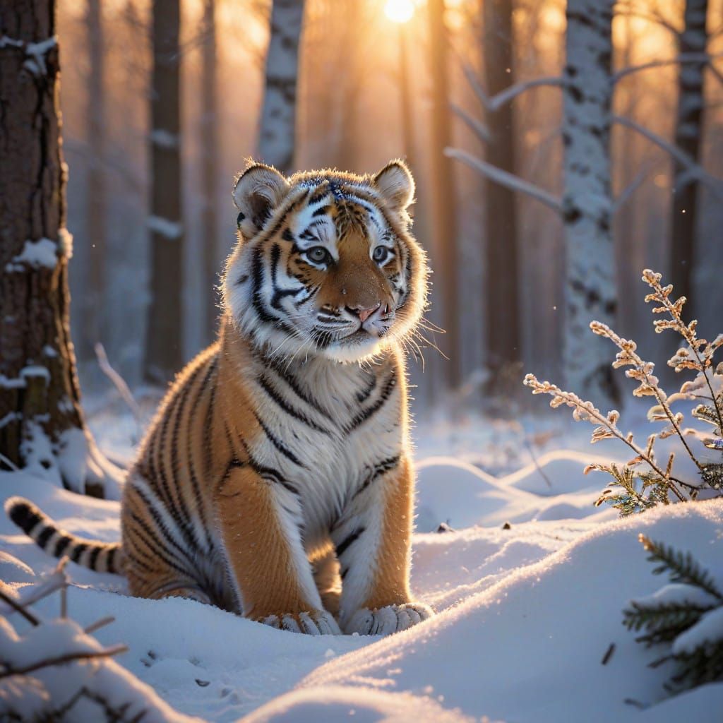 cute Siberian tiger cub