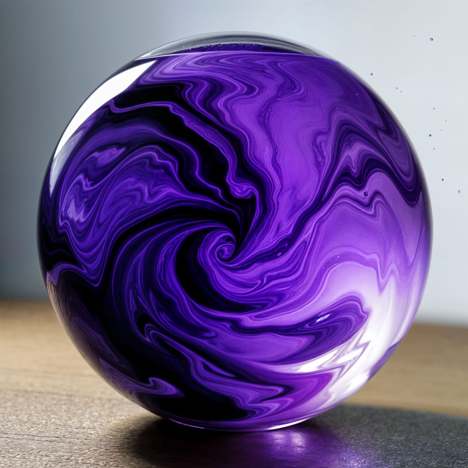 Glass Sphere Filled with Swirling Purple Liquid