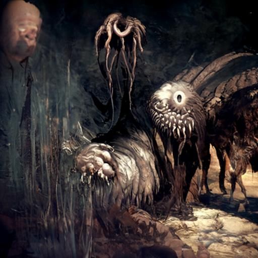 Looming Demon Garbed in Faces of the Damned