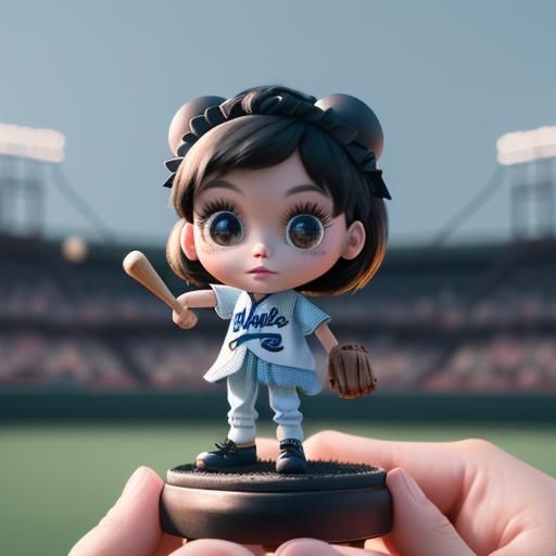 Blythe Dolls Play Baseball: Pixar-Style 3D Render