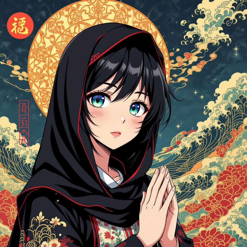 Abstract Religious Art vs Modern Expression in Manga Style
