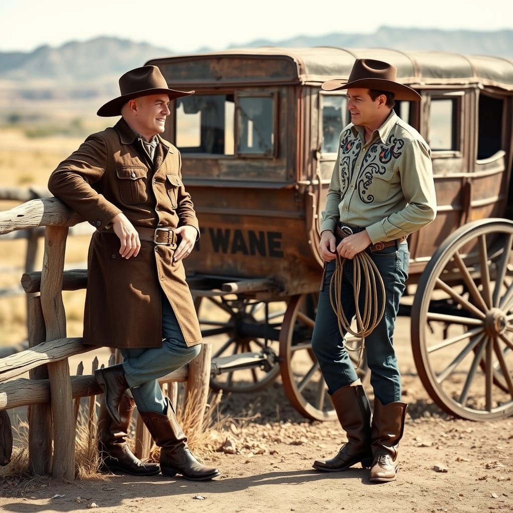 Western Legends Leaning on a Fence in a Photorealistic HDR L...