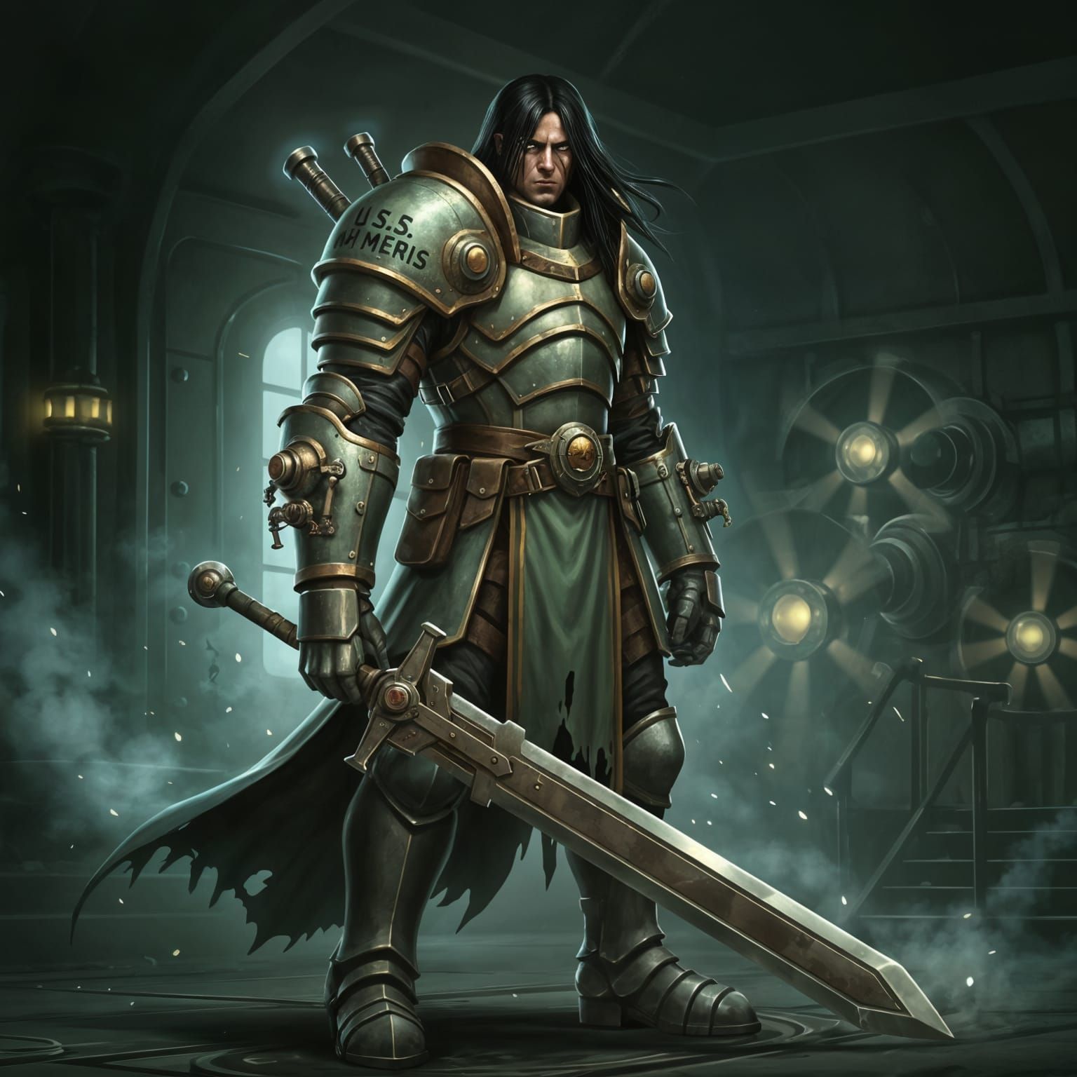 Steampunk Warrior Varric in Sea Green Armor