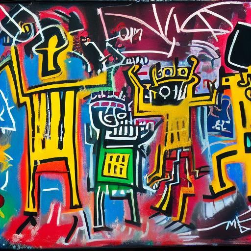 Vibrant Street Art with Ink Smudges in Gouache Technique