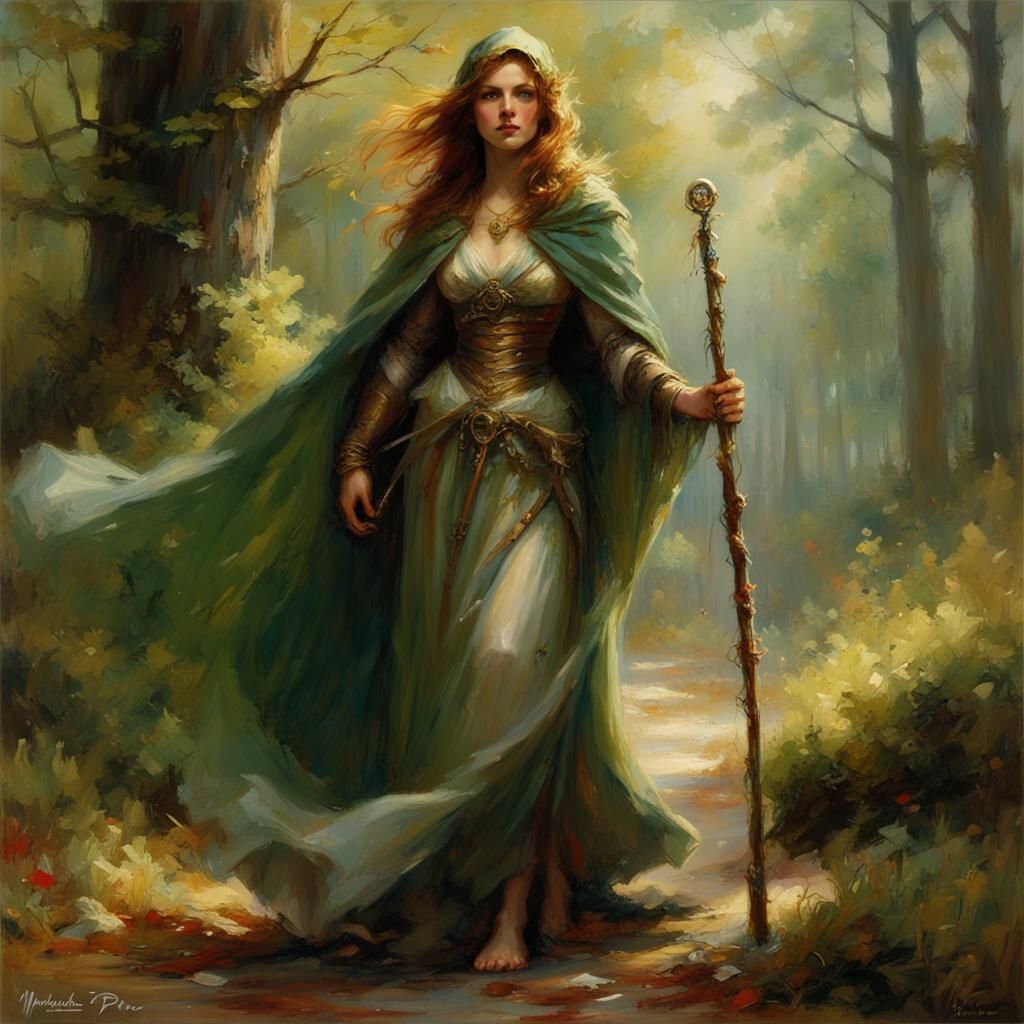 Female Warrior Princess in Medieval Forest