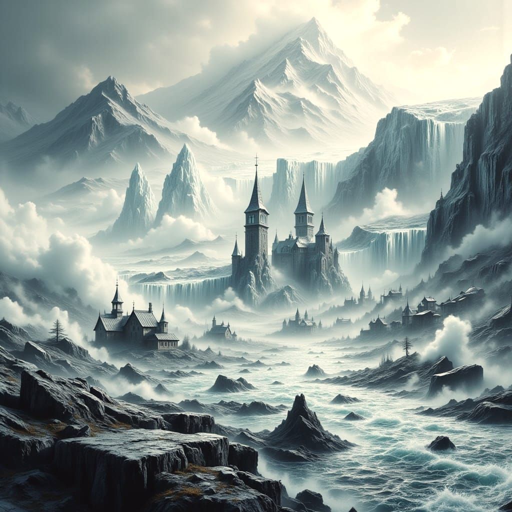 Alaskan Tidal Wave Disaster in Hyperrealistic Style