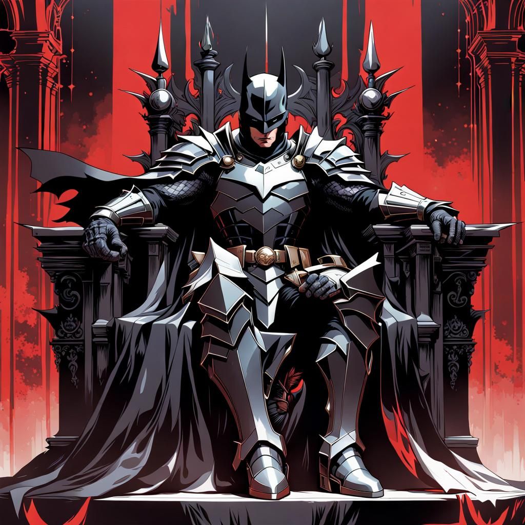 Dark Fantasy Knight on Throne: Manga Style Art