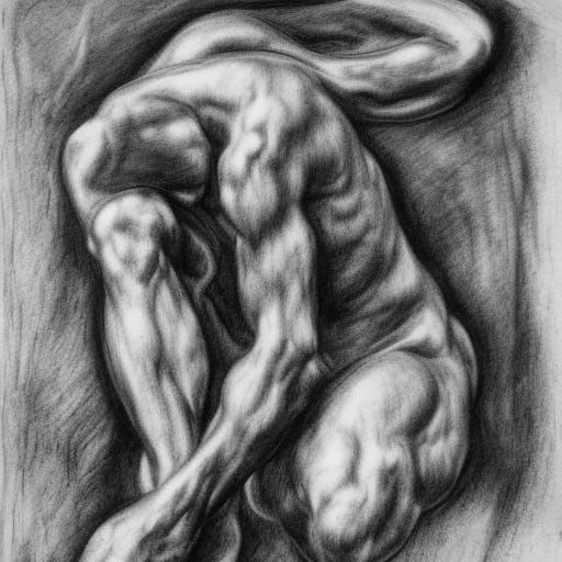 The Thinker: Black Metal Charcoal Art