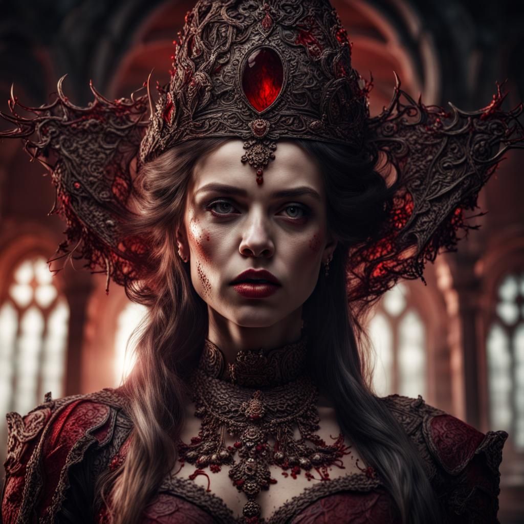 Hyperrealistic Blood Queen in Sharp Focus