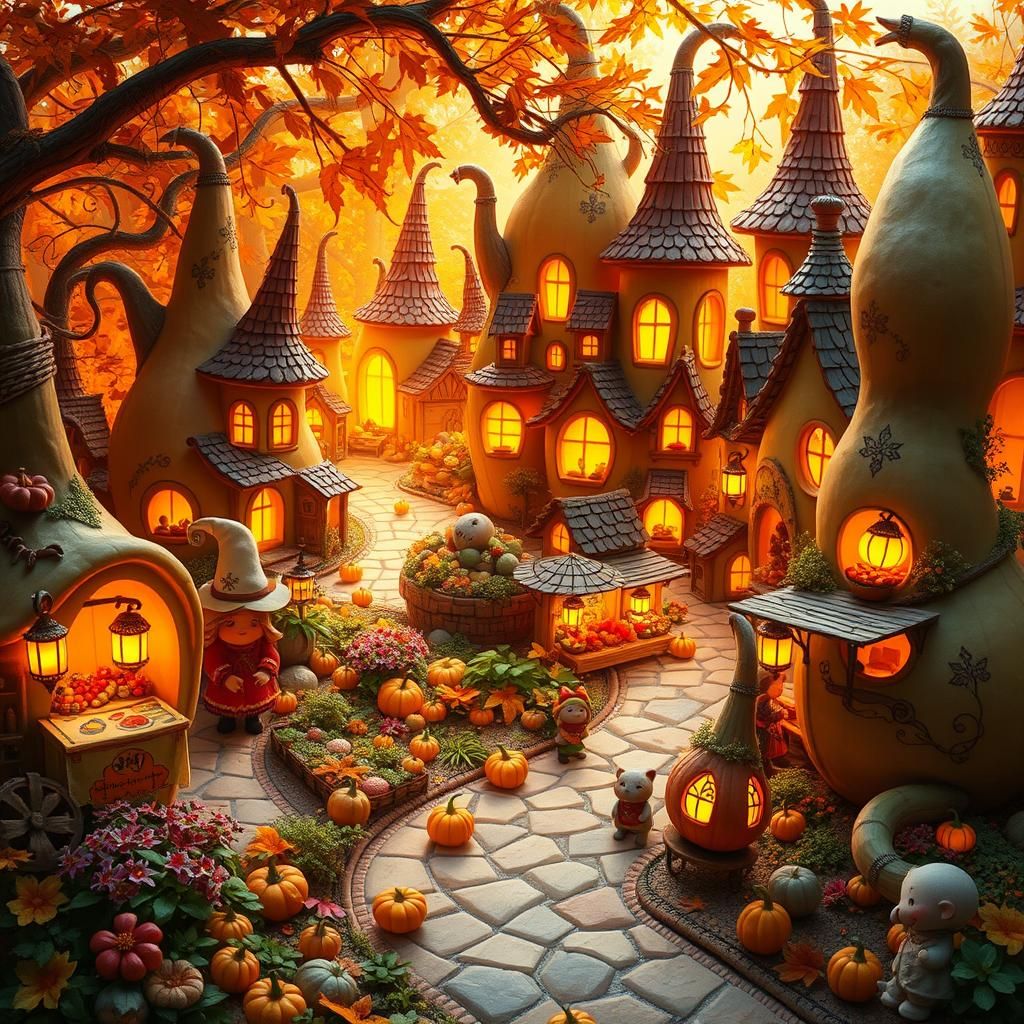 Enchanted Gourd Village in Autumnal Light