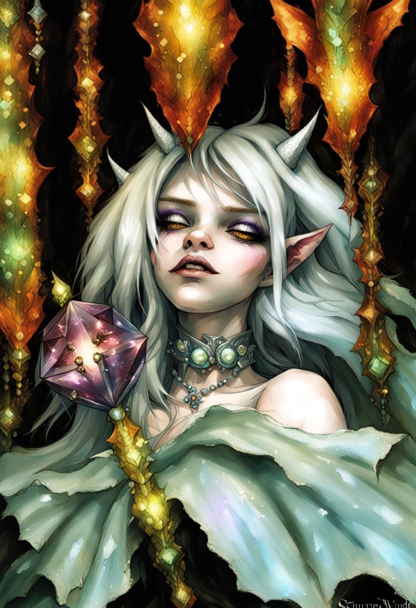 Sinful Succubus Demon Girl in Dark Nature