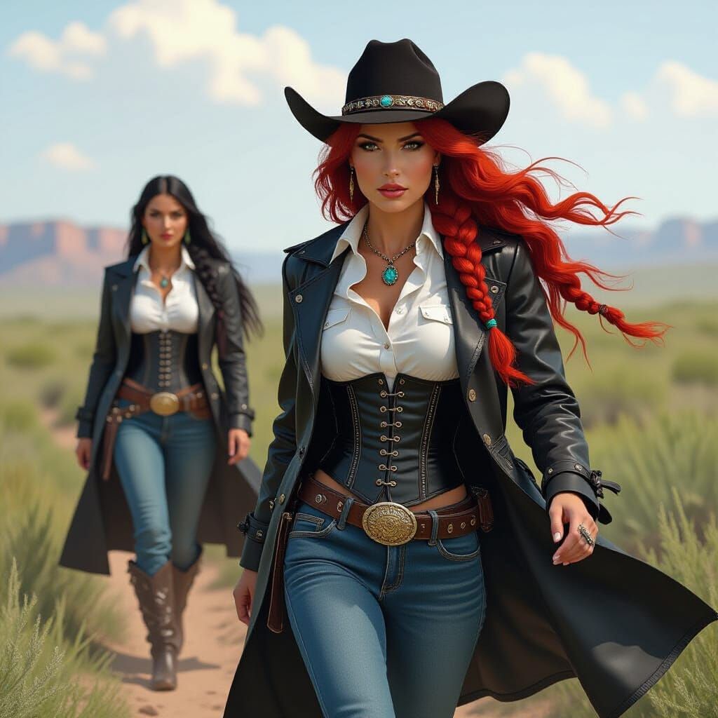 Women in Desert Landscape as Retro-Futuristic Art