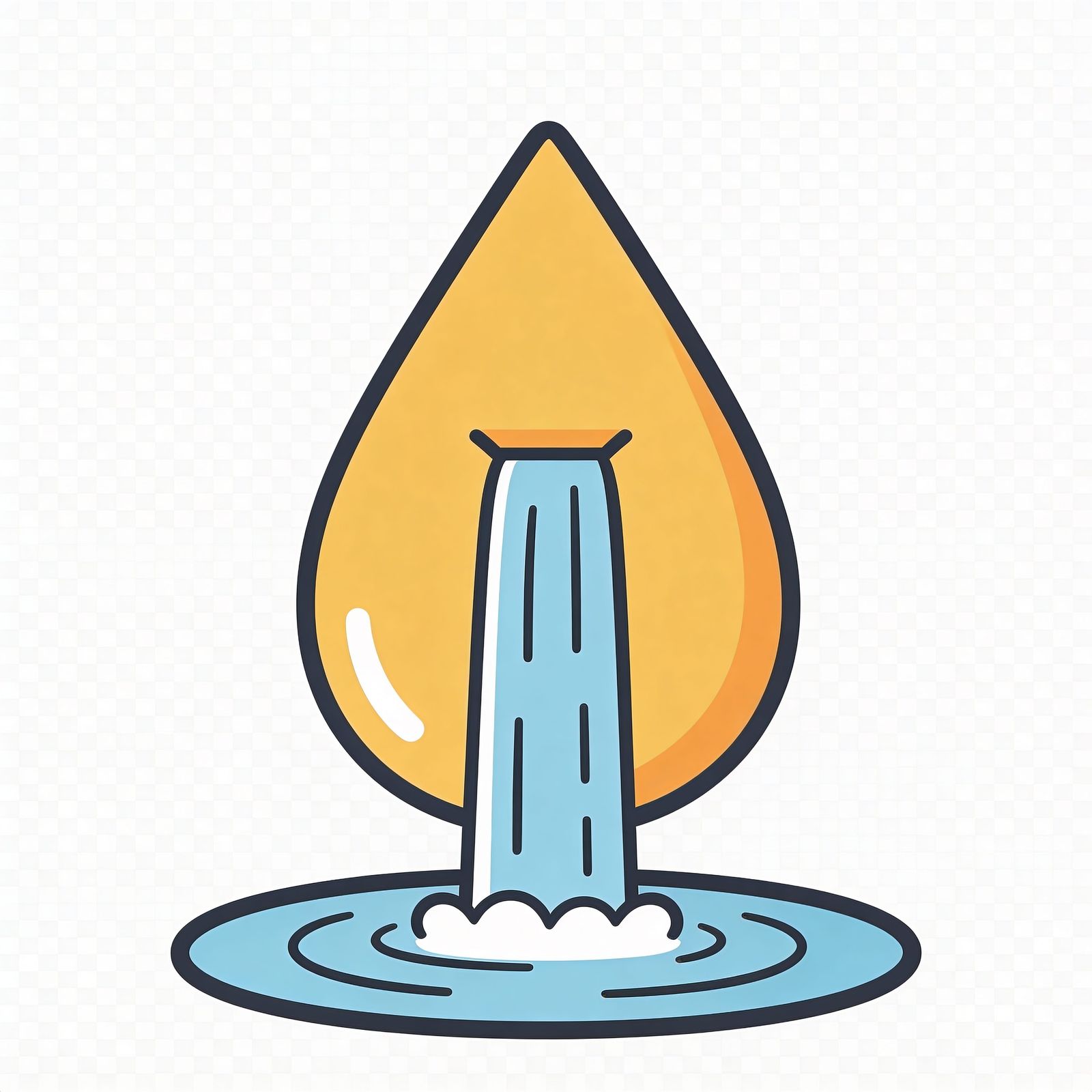 Minimalist Waterfall Droplet Vector Art