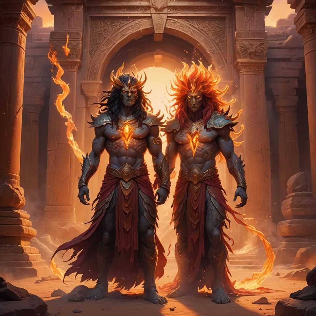 Efreet Elemental in Mystical Desert Temple