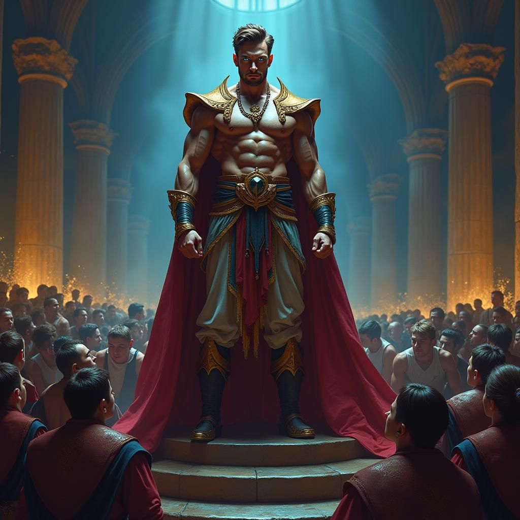 Triumphant King Surveys His Kingdom in Matte Painting