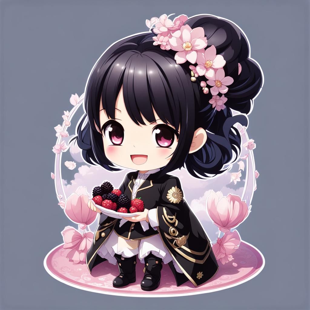 Chibi Blackberry Girl in Dreamcore Style