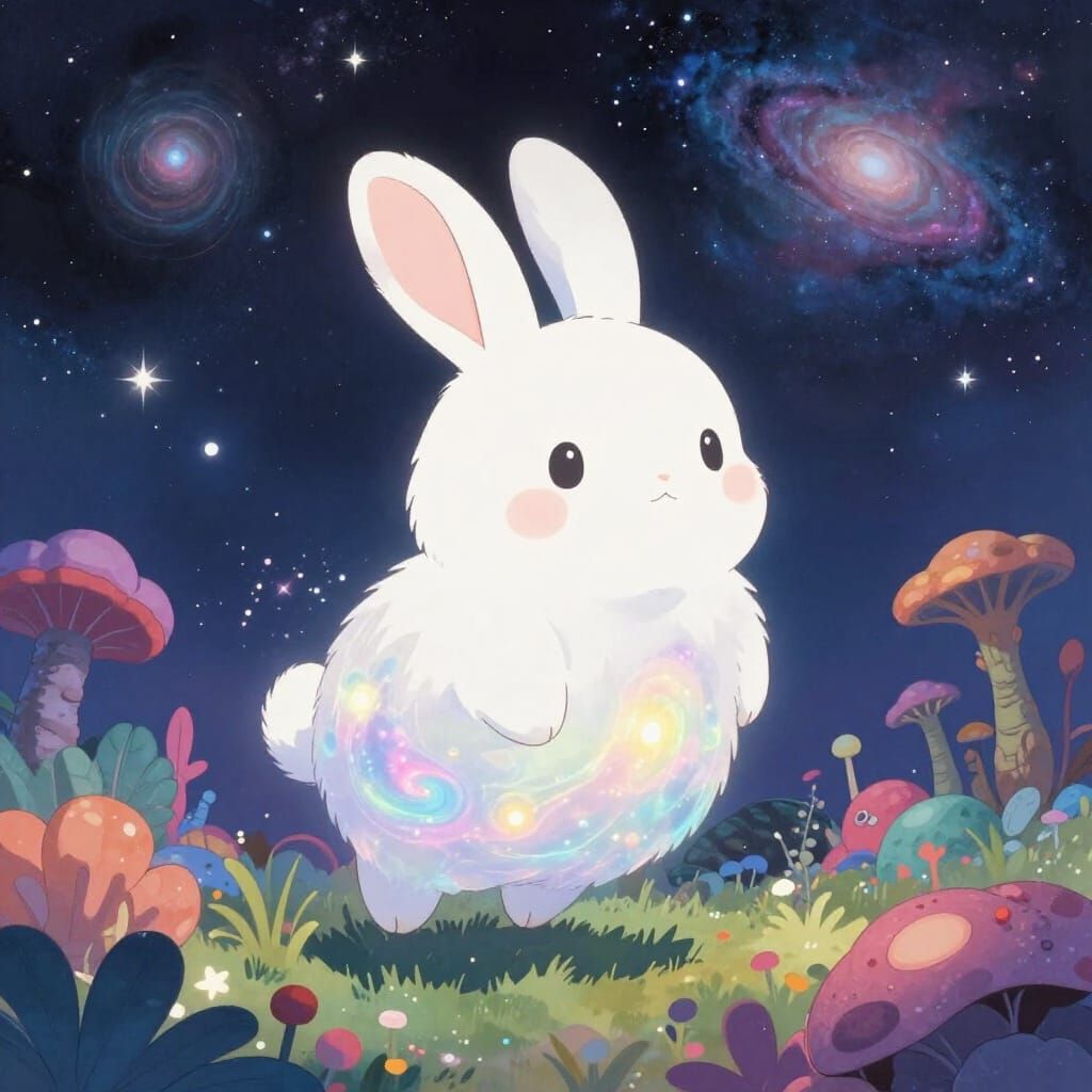 Ethereal Rabbit in Cosmic Garden