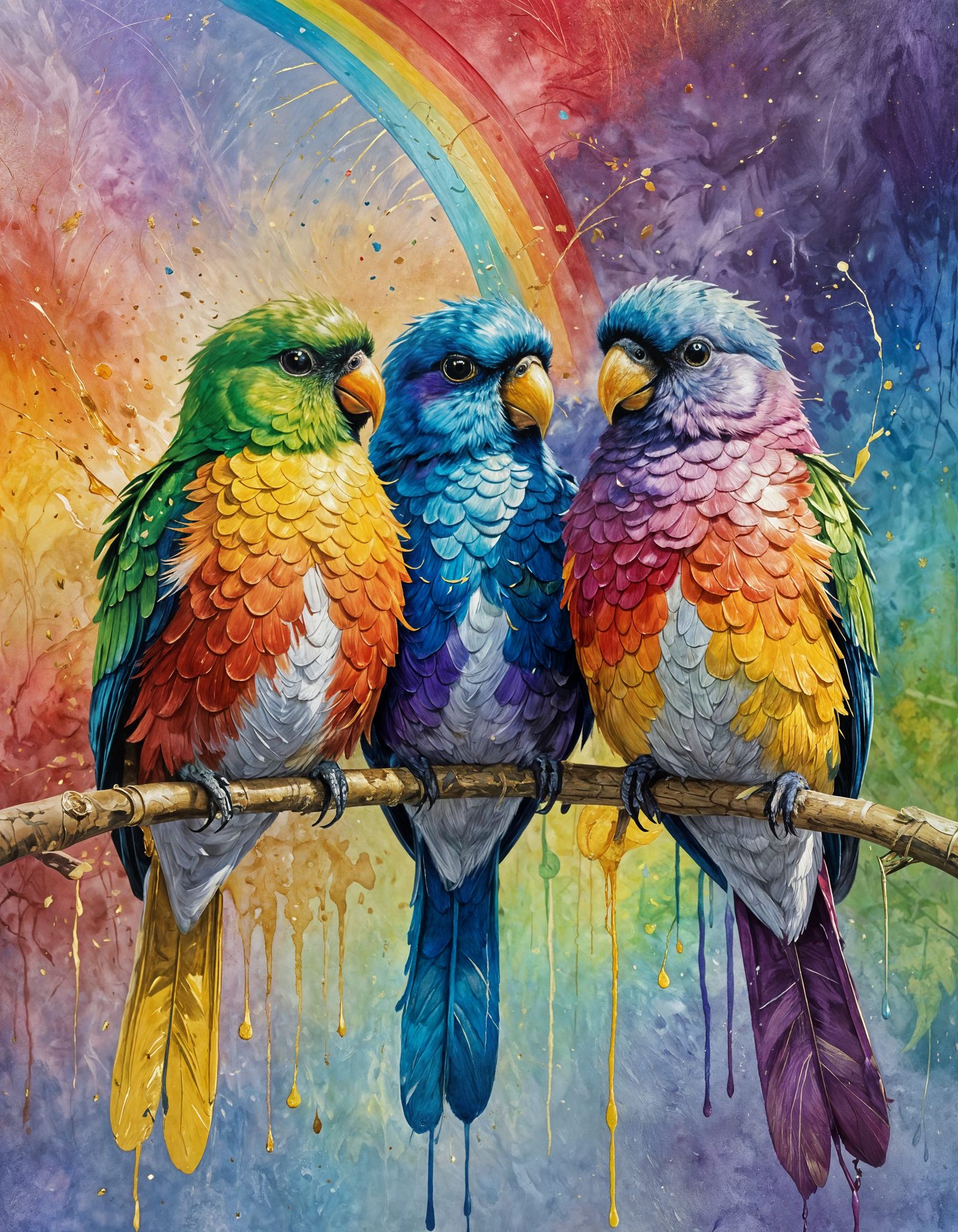 Rainbow budgies