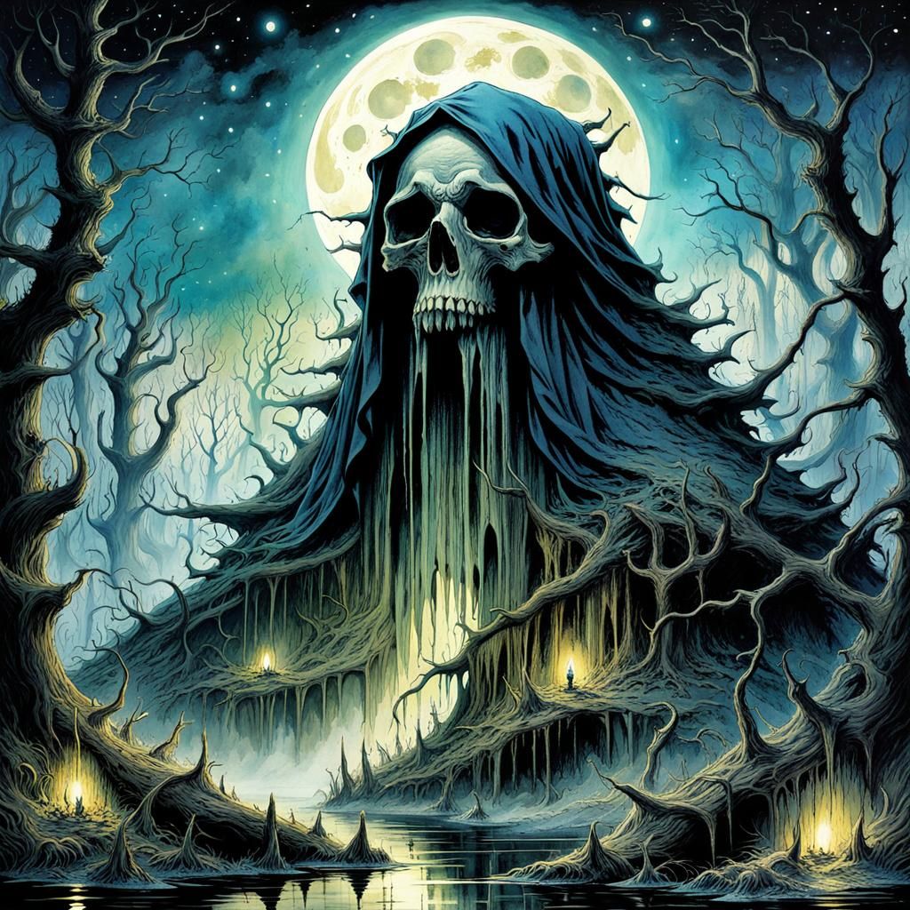 Gothic Swamp in Watercolor Painting