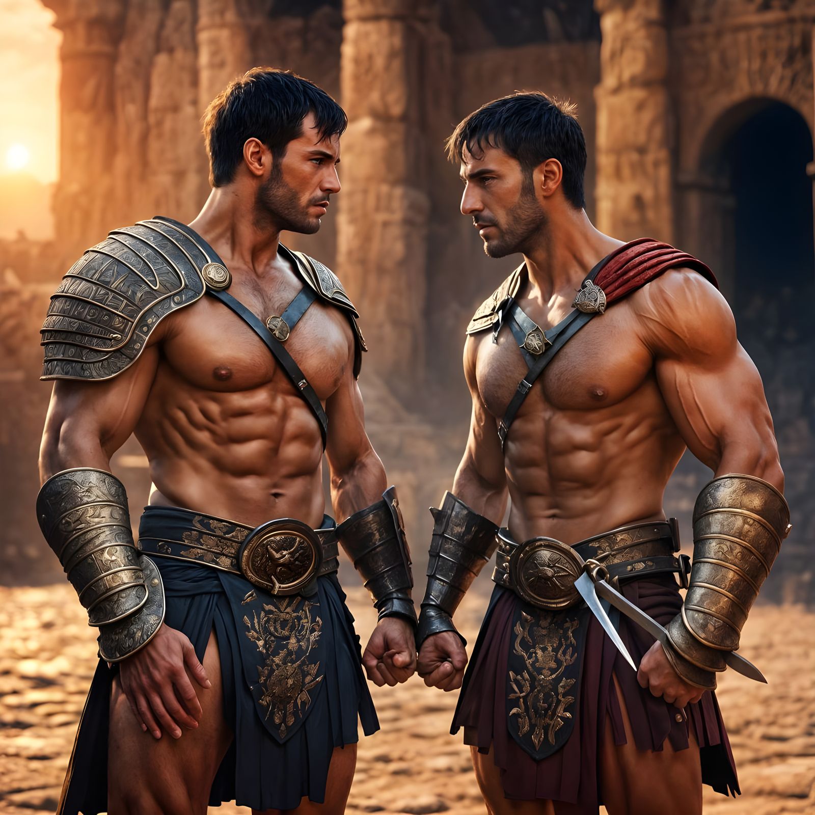 Gladiators Clash in Sunset Arena