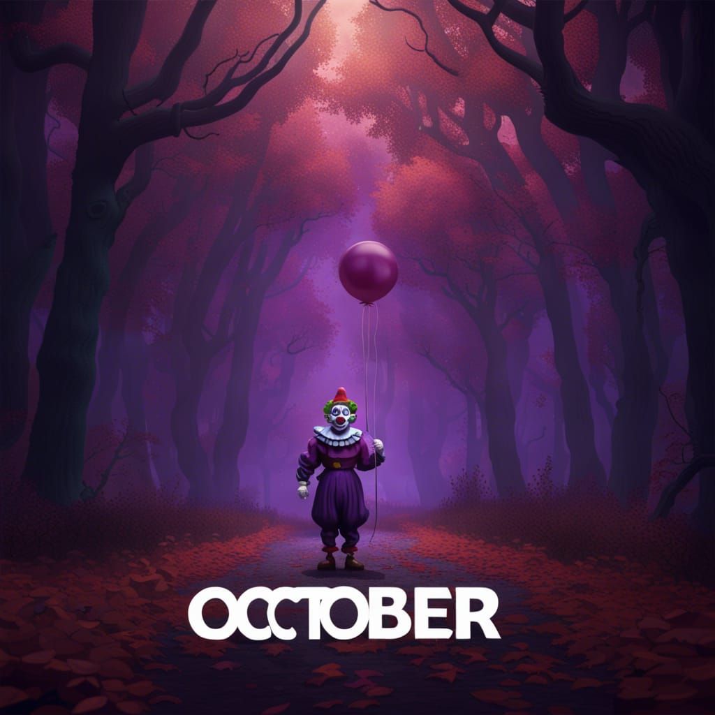 Dark Fantasy October Scene with Clown, Masterpiece