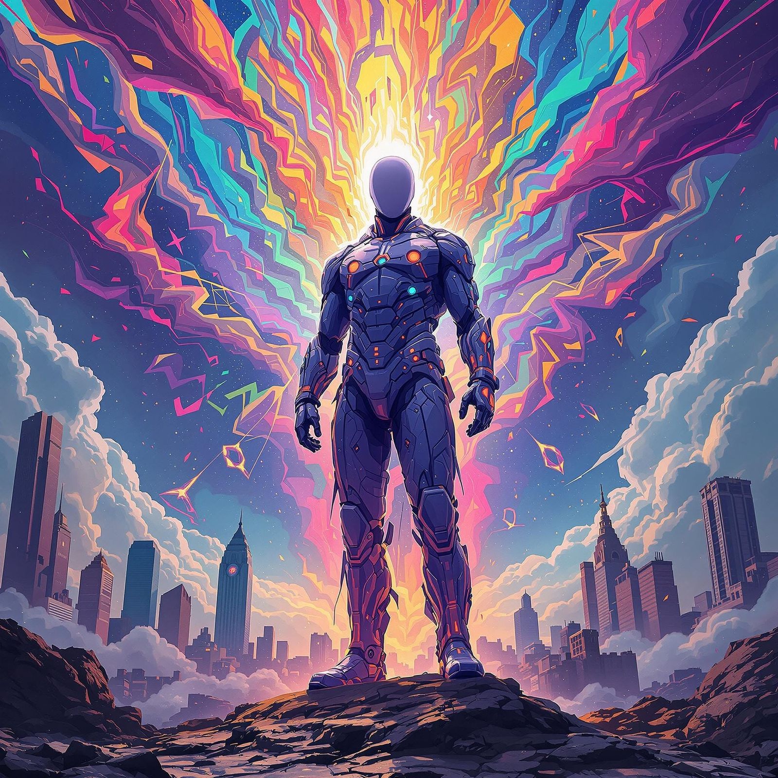 Confident Leader Embodies Greatness in a Thriving Metropolis