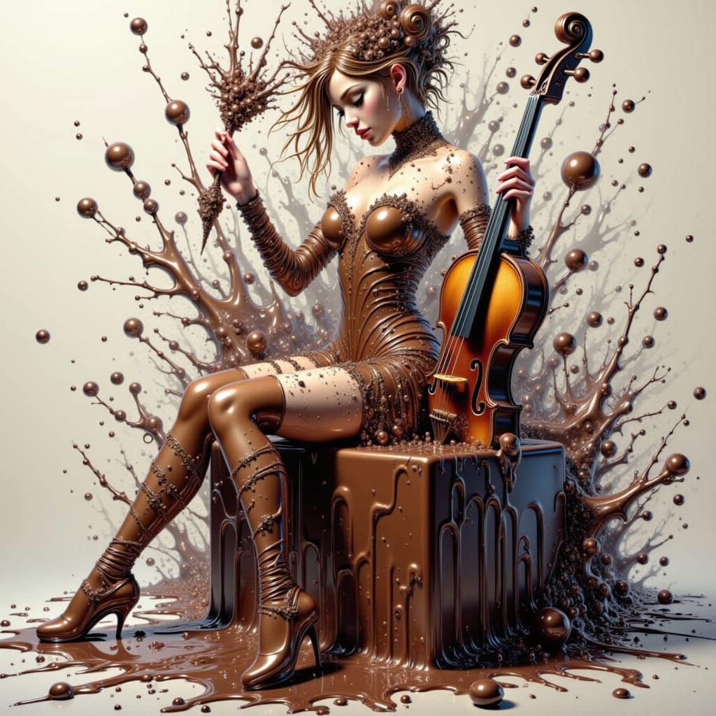 Chocolate Woman with Violin in Fairy Punk Style