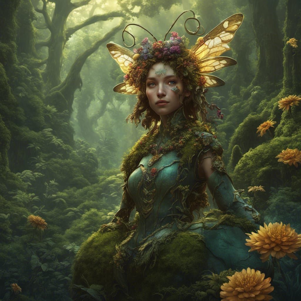 Forest Protector with Bees in Detailed Matte Painting