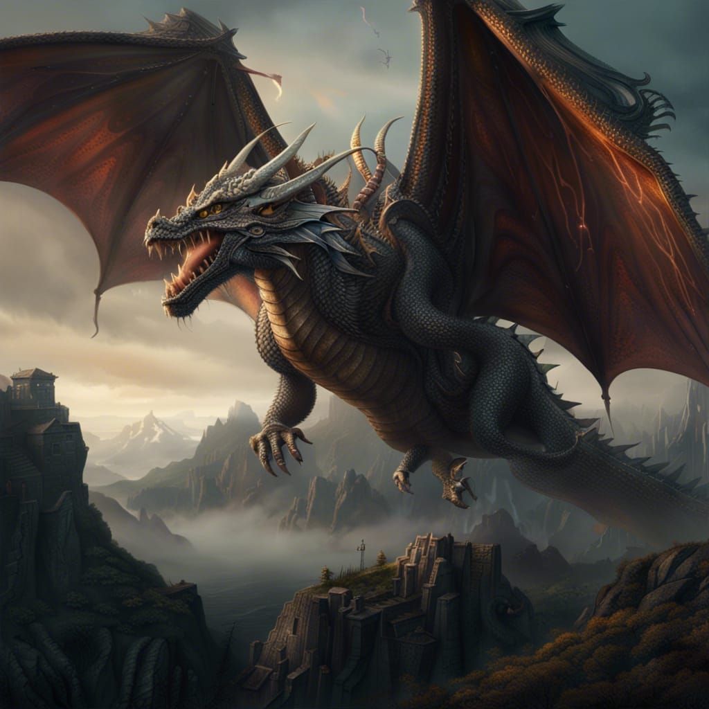 Epic Dragon Digital Matte Painting