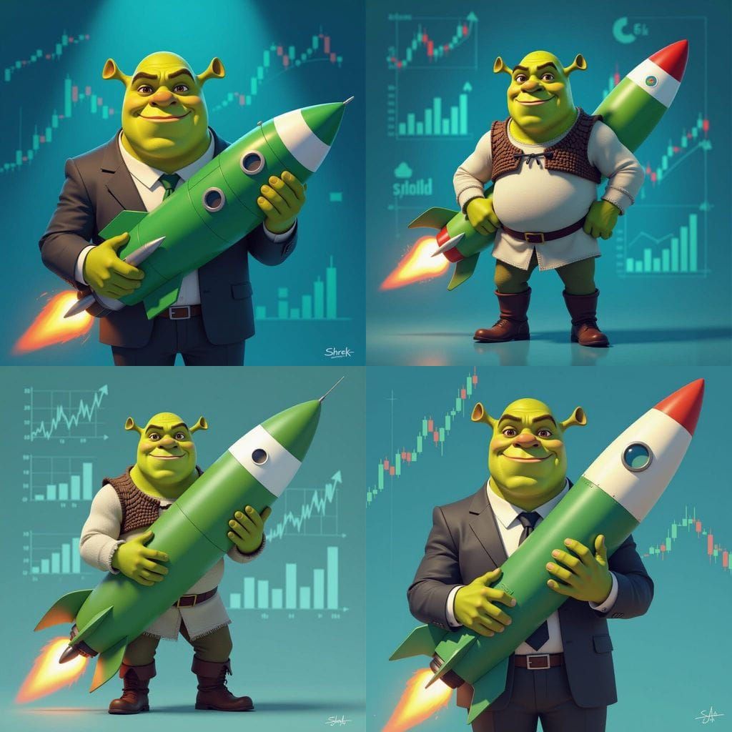 Shrek the Financial Guru with Green Rocket