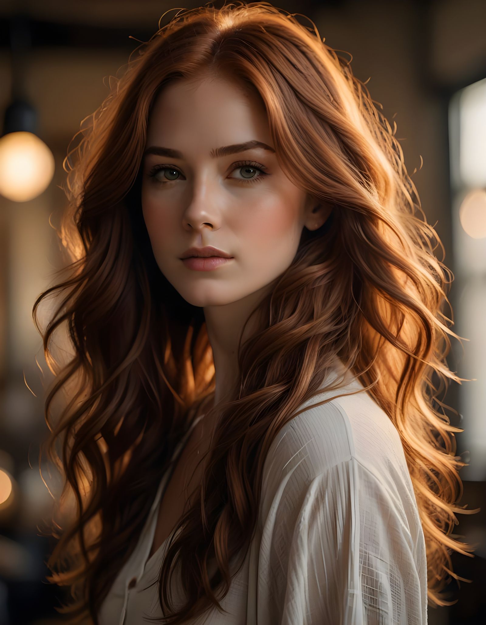 Auburn Haired Woman in Stunning Photorealistic Detail