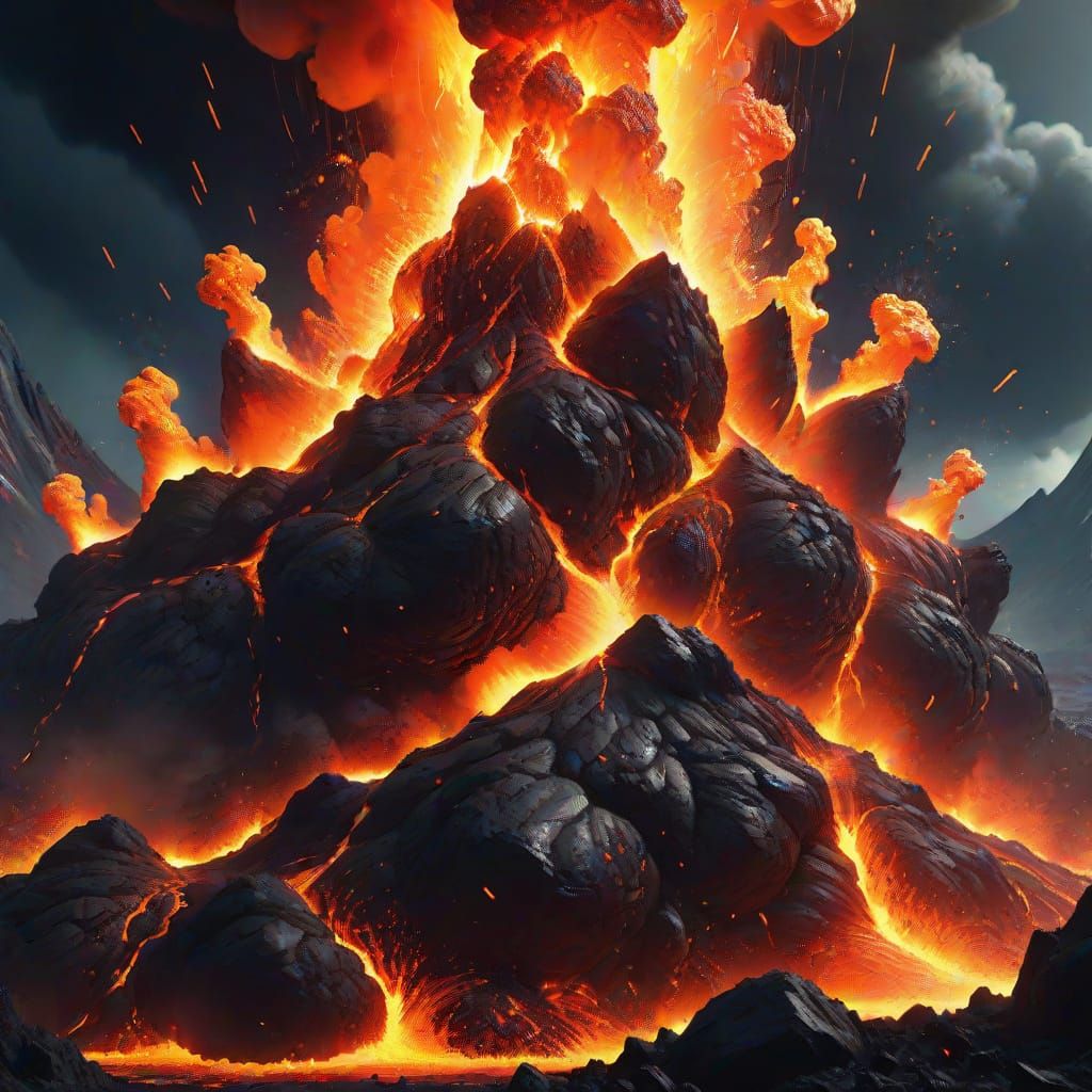 Explosive Lava Eruption in Sci-Fi Style