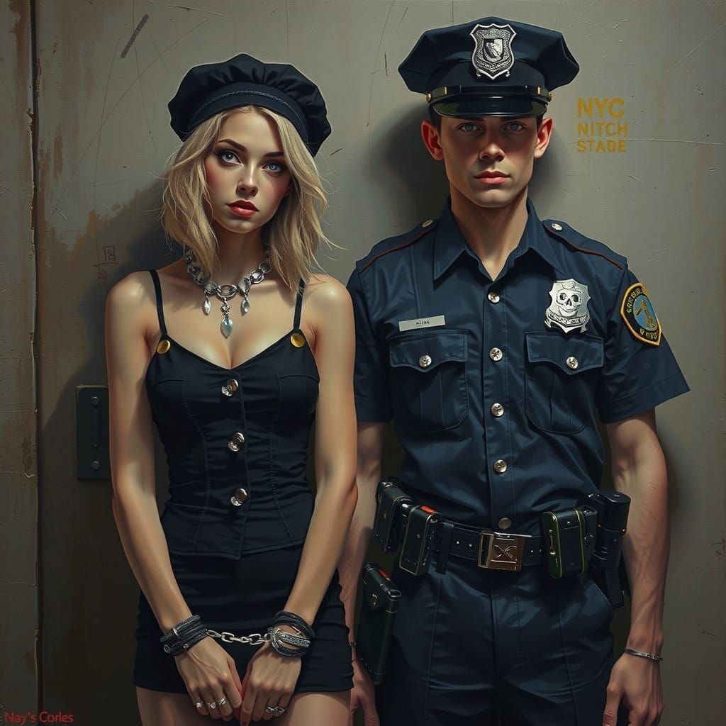 Gritty Noir Portrait of Drunken Debutante Arrested by Police...