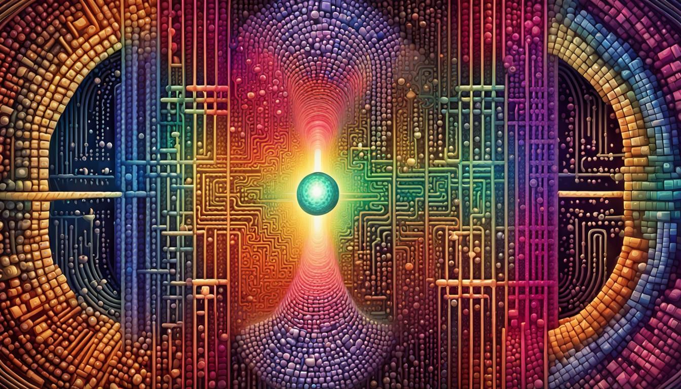 Vibrant Binary Code Dream with Sacred Geometry
