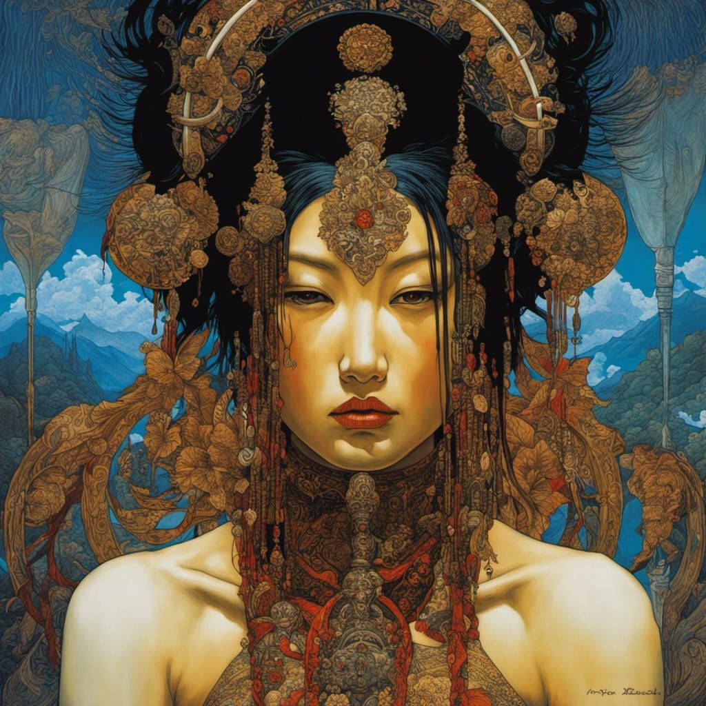 Neolithic Mammoth God of Sorrow: Gothic Oil Painting