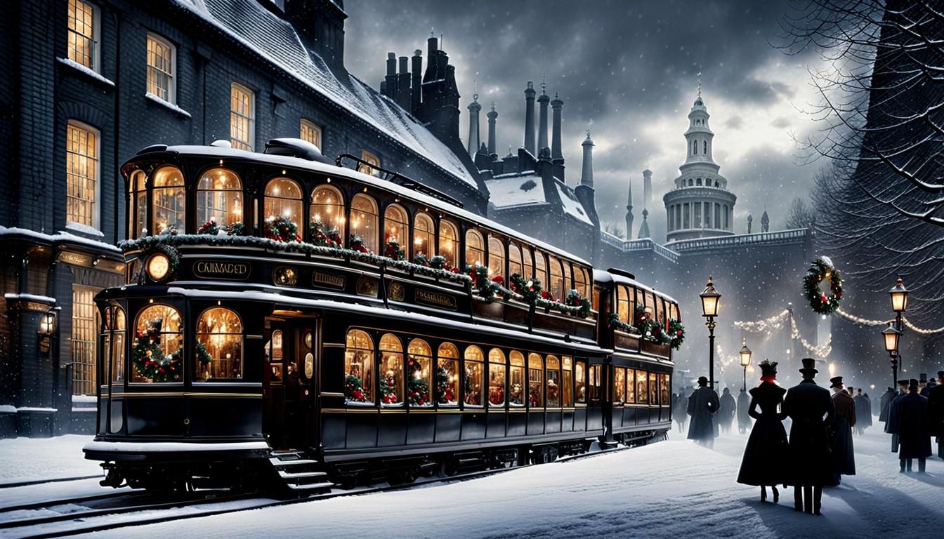 Steampunk Victorian Christmas in London with Monorail