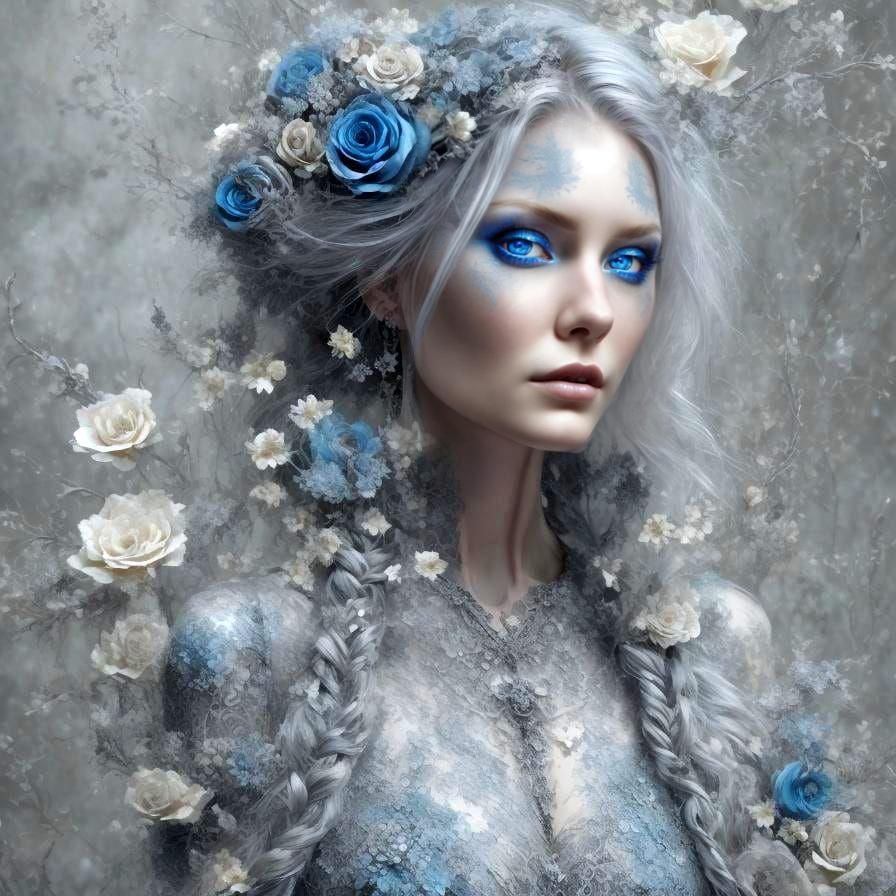 Ethereal Fairy Woman with Floral Adornments