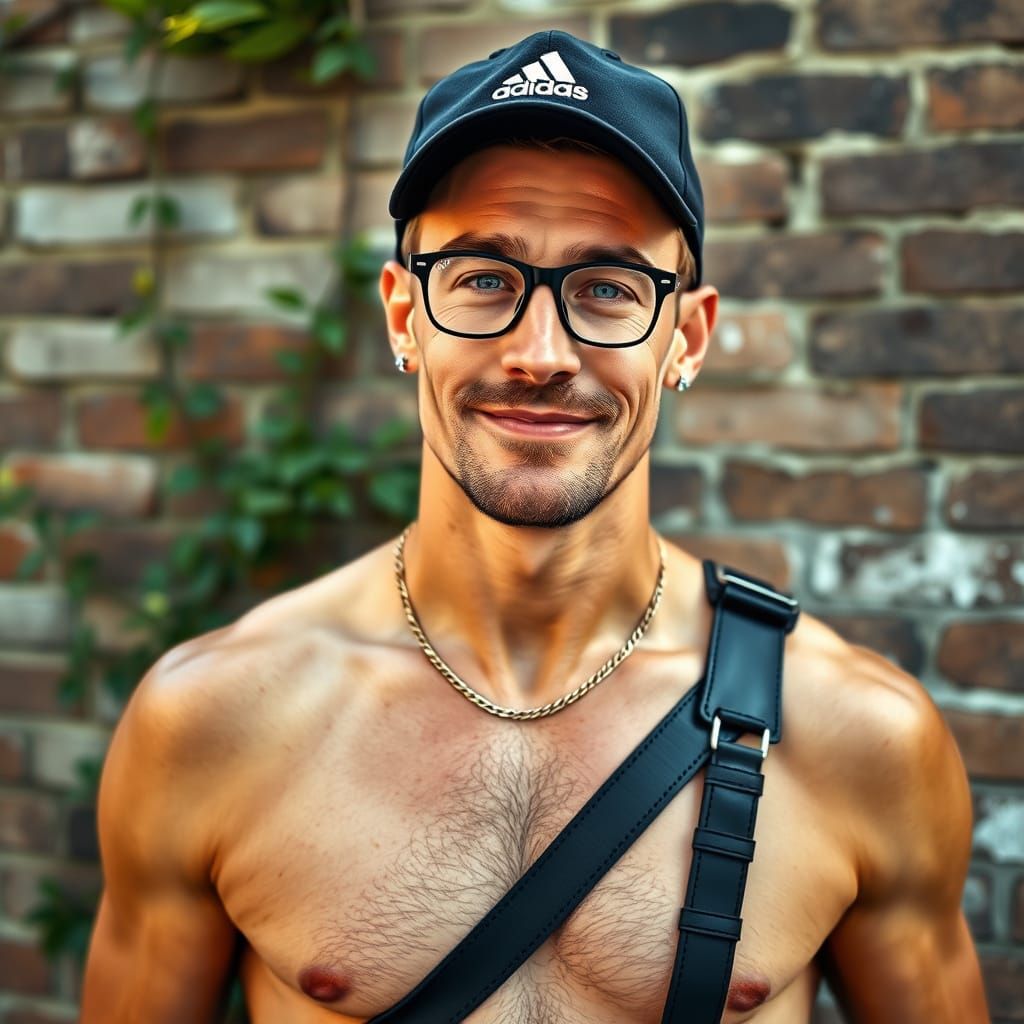 Photorealistic Portrait of Man in Leather Harness